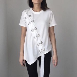 French braided white Tee